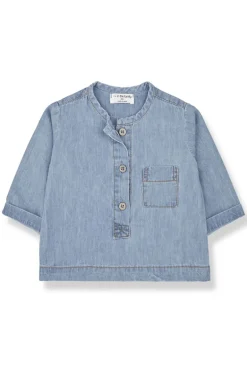 Baby blouse/overhemd blauw