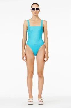 Bad/beach dames badpak mode blauw