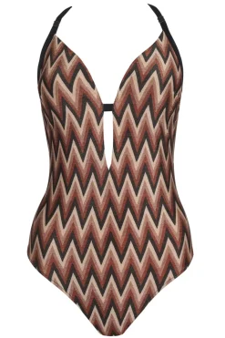 Bad/beach dames badpak modecup bruin
