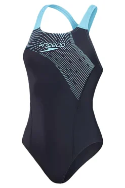 Bad/beach dames badpak sport blauw