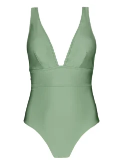 Bad/beach dames badpak sport groen