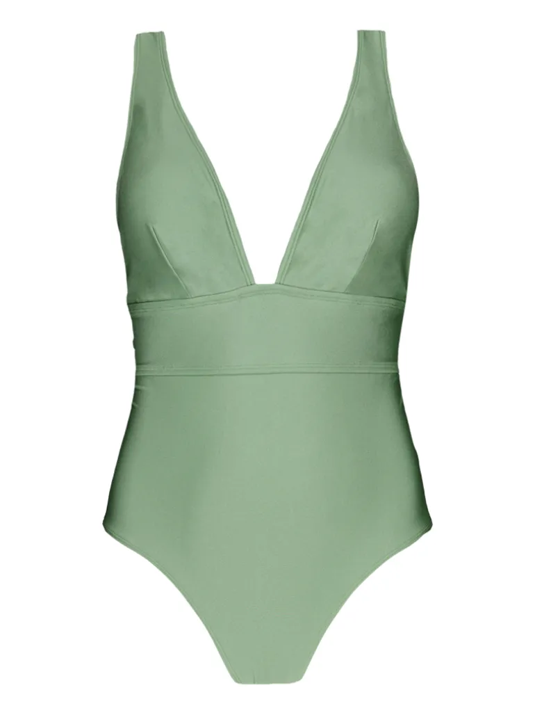 Bad/beach dames badpak sport groen