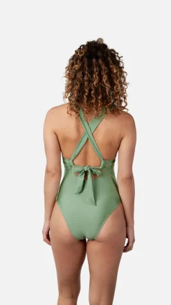 Bad/beach dames badpak sport groen