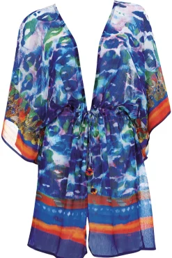 Bad/beach dames blouse strand blauw
