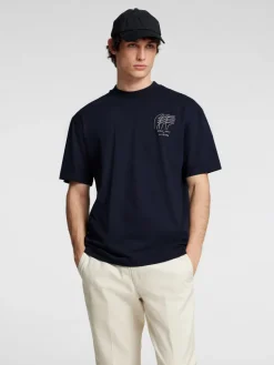 Casual heren t-shirt km blauw