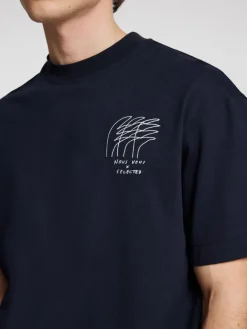 Casual heren t-shirt km blauw