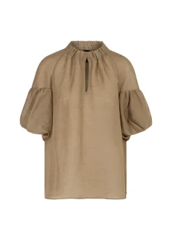 Dames blouse korte mouw bruin