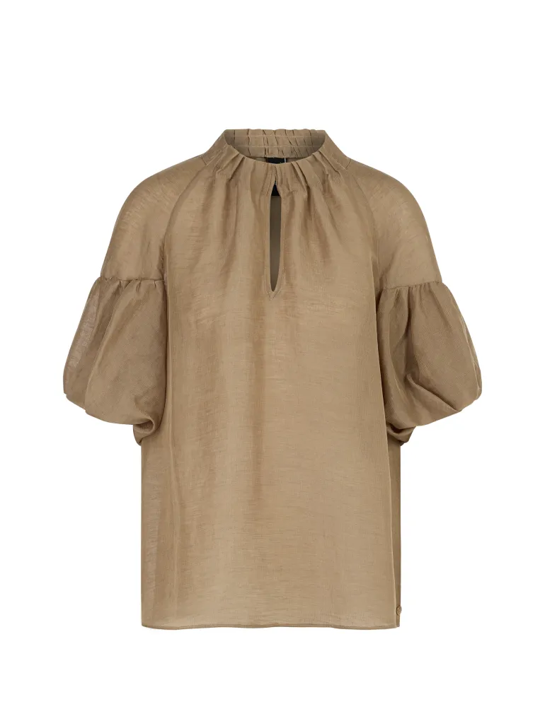 Dames blouse korte mouw bruin