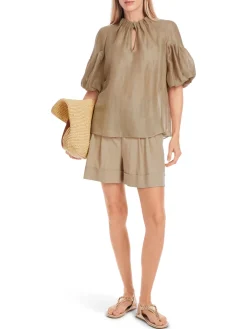 Dames blouse korte mouw bruin