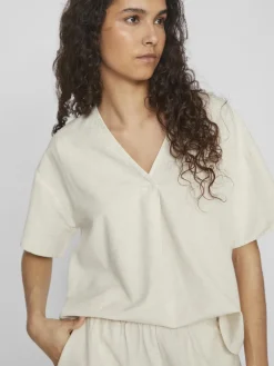 Dames blouse korte mouw bruin