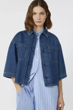 Dames blouse korte mouw blauw