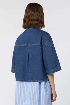 Dames blouse korte mouw blauw
