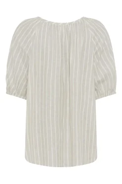 Dames blouse korte mouw bruin