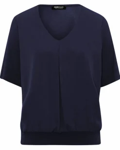 Dames blouse korte mouw blauw