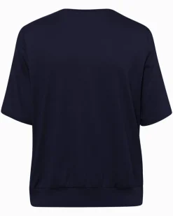 Dames blouse korte mouw blauw