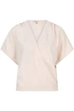 Dames blouse korte mouw bruin