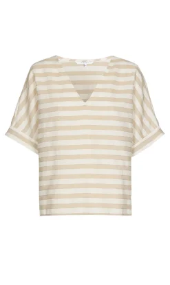 Dames blouse korte mouw bruin