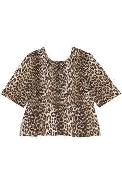 Dames blouse korte mouw bruin