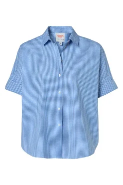 Dames blouse korte mouw blauw