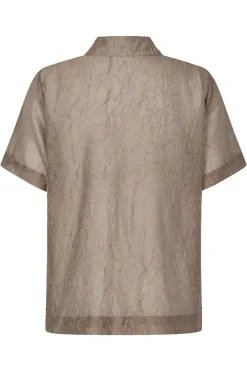 Dames blouse korte mouw bruin