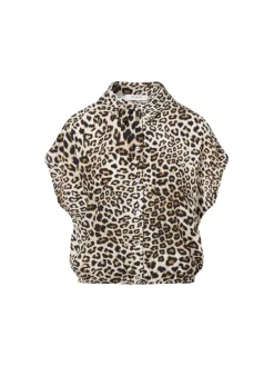 Dames blouse korte mouw bruin
