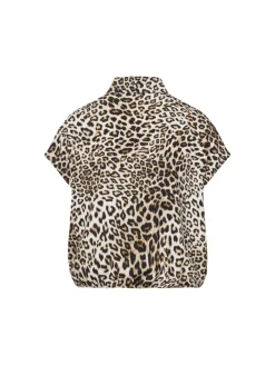 Dames blouse korte mouw bruin