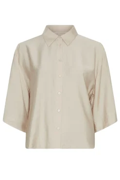 Dames blouse korte mouw ecru