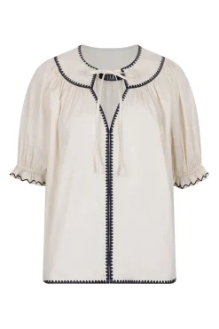 Dames blouse korte mouw ecru