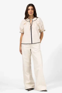 Dames blouse korte mouw ecru