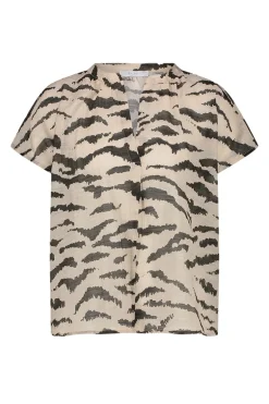 Dames blouse korte mouw ecru