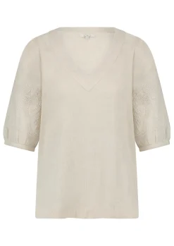 Dames blouse korte mouw ecru