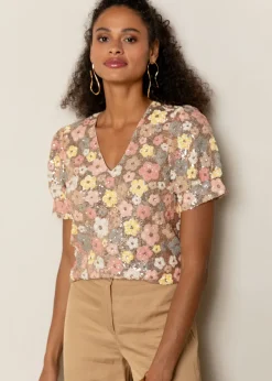 Dames blouse korte mouw ecru