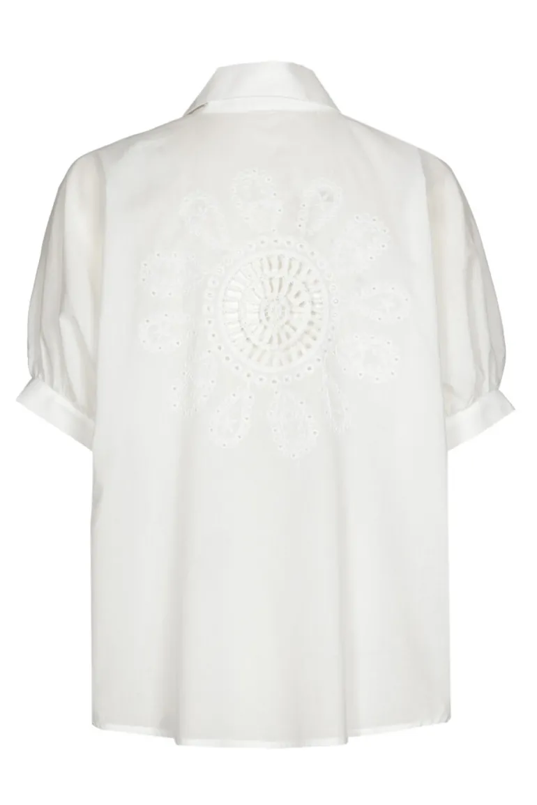 Dames blouse korte mouw ecru