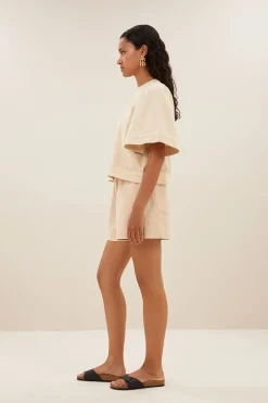 Dames blouse korte mouw ecru