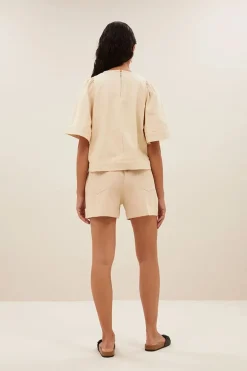 Dames blouse korte mouw ecru