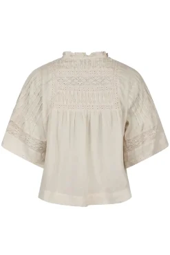 Dames blouse korte mouw ecru