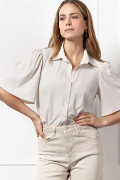 Dames blouse korte mouw ecru