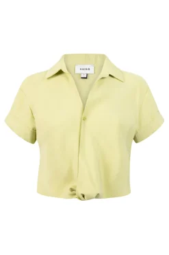 Dames blouse korte mouw geel