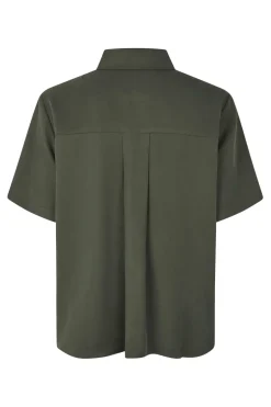 Dames blouse korte mouw grijs