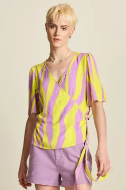 Dames blouse korte mouw geel