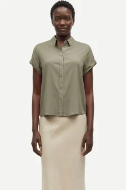 Dames blouse korte mouw groen
