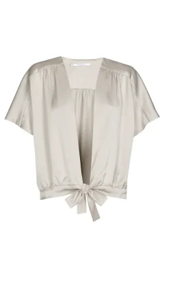 Dames blouse korte mouw grijs