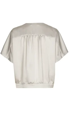 Dames blouse korte mouw grijs