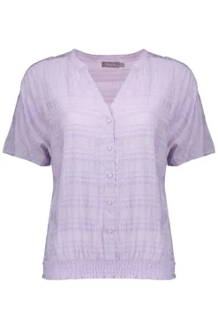 Dames blouse korte mouw paars
