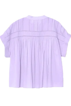 Dames blouse korte mouw paars