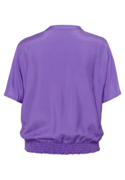 Dames blouse korte mouw paars