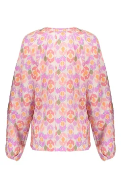 Dames blouse korte mouw paars