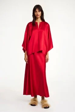 Dames blouse korte mouw rood