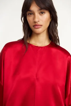 Dames blouse korte mouw rood