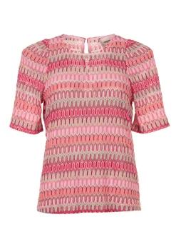Dames blouse korte mouw rose